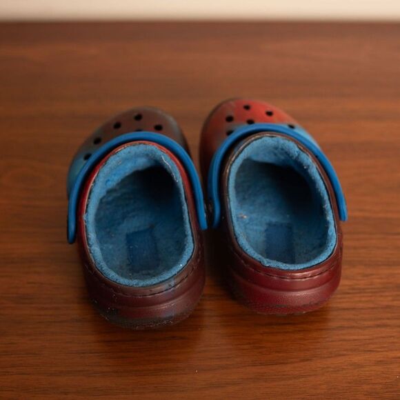 CROCS C 6 kids toddler lined tie dye blue red - Picture 2 of 5